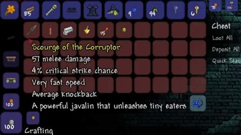 terraria scourge of the corruptor|corruption chest loot.